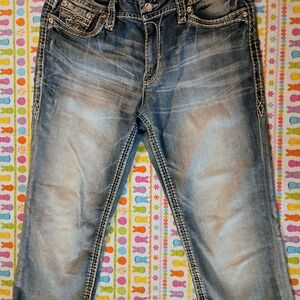 Rock Revival Blue Denim Jeans with Orange Accents